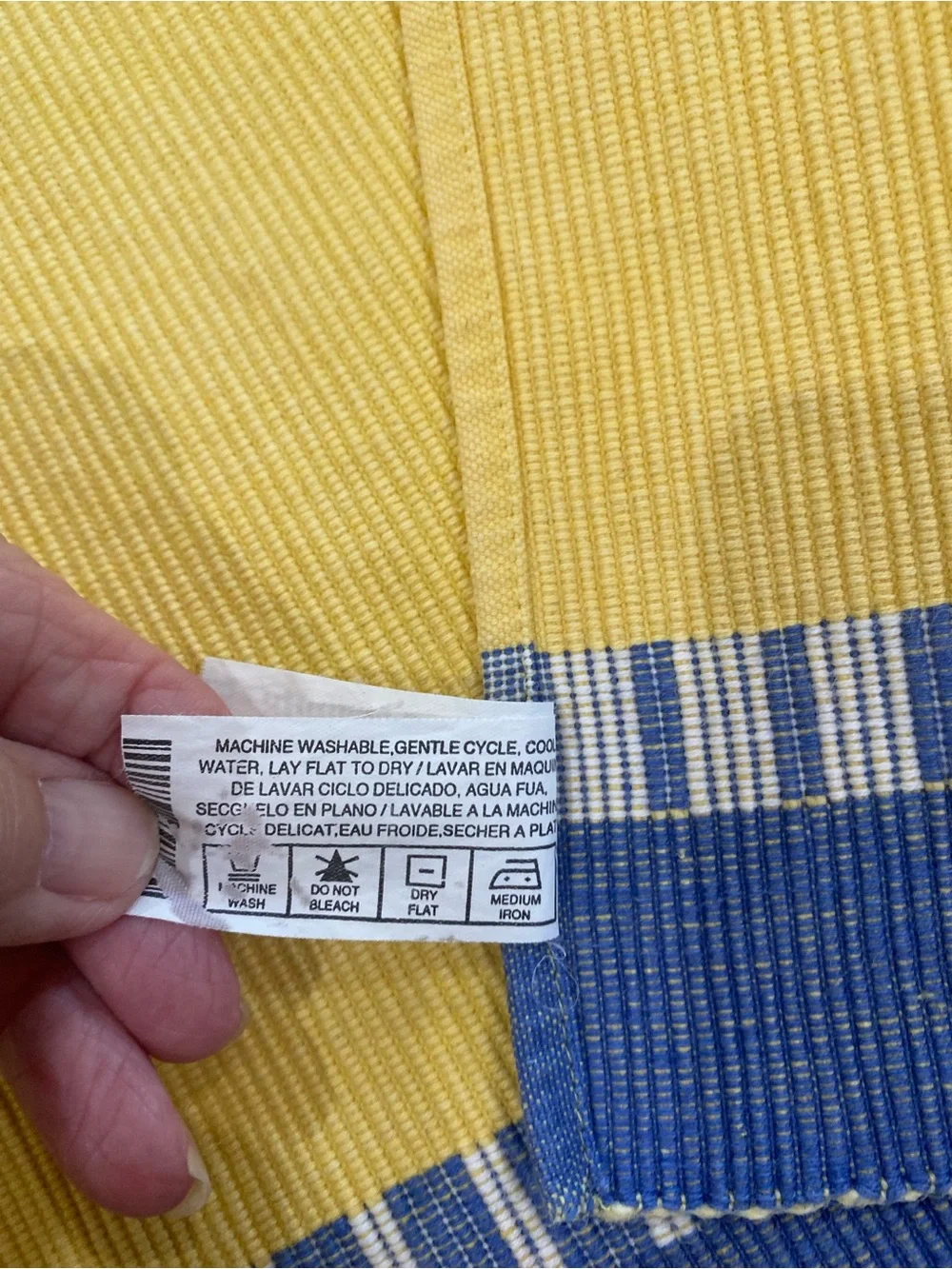 Pier 1 Imports Set of 4 Placemats Palermo Stripe Yellow Blue Cottagecore READ